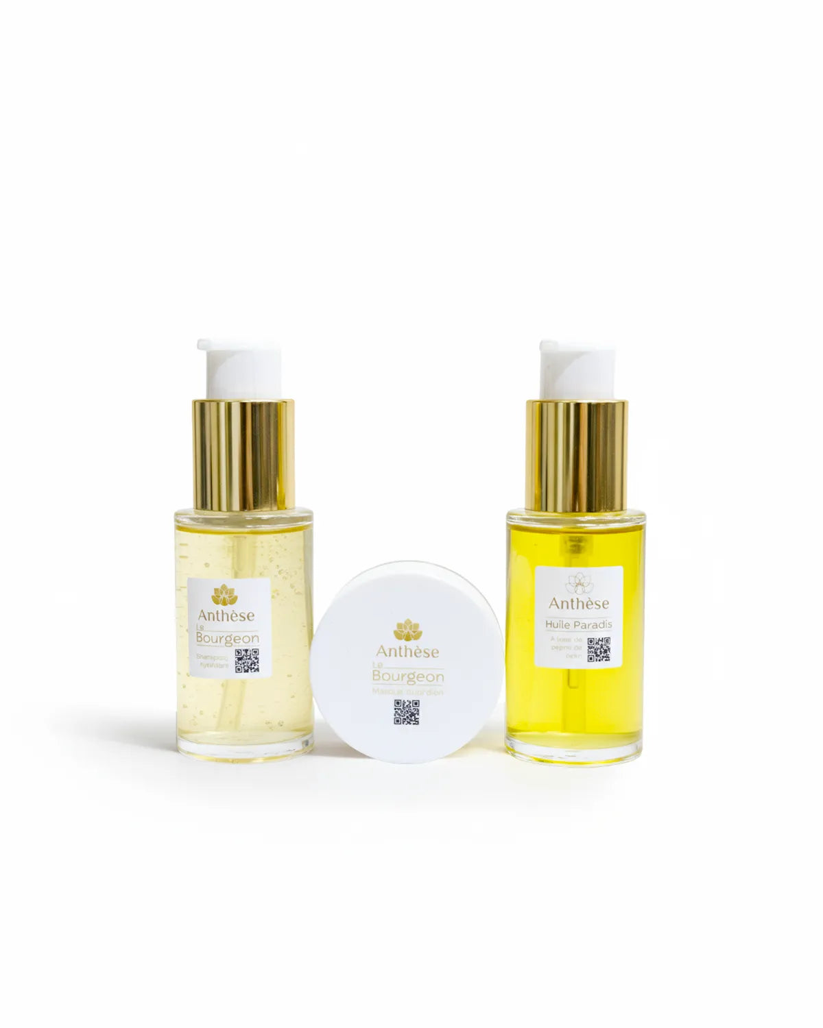 Packshot routine Le Bourgeon 50 ml, trio purifiant et hydratant.